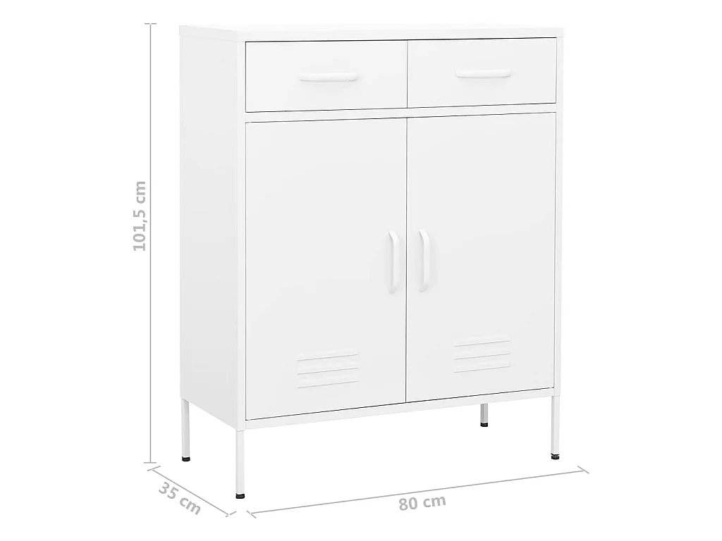 Opbergkast 80x35x101,5 cm staal wit