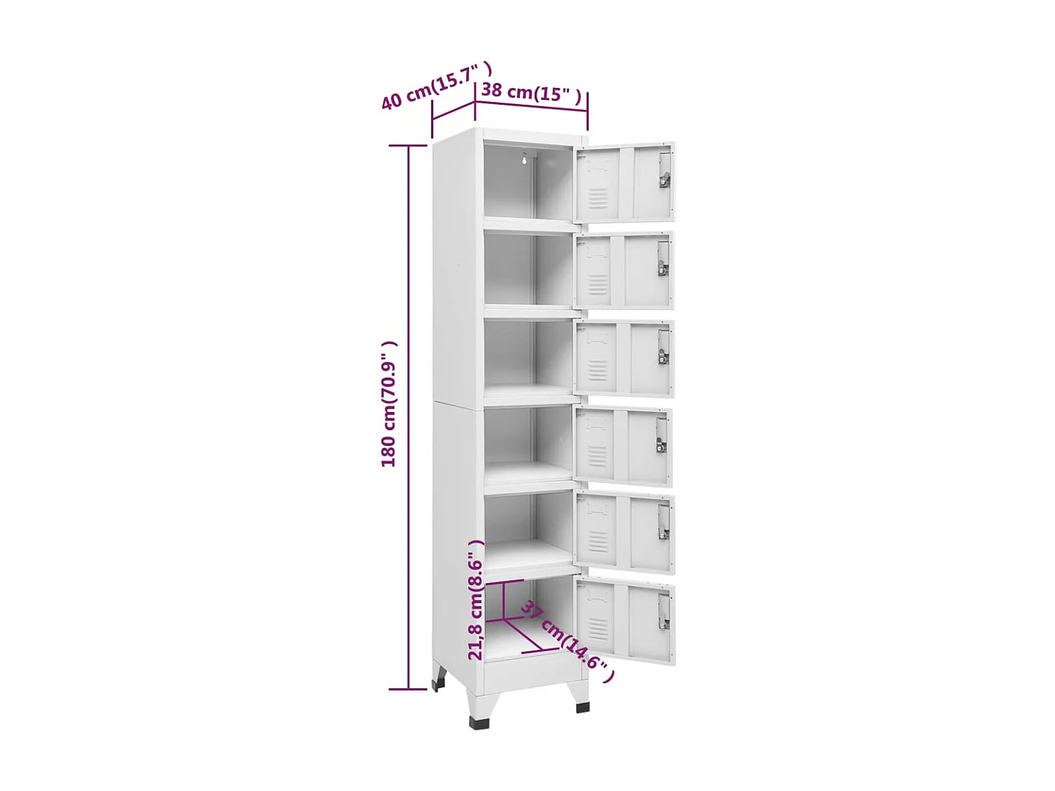 Armoire à casiers Gris clair 38x40x180 cm Acier