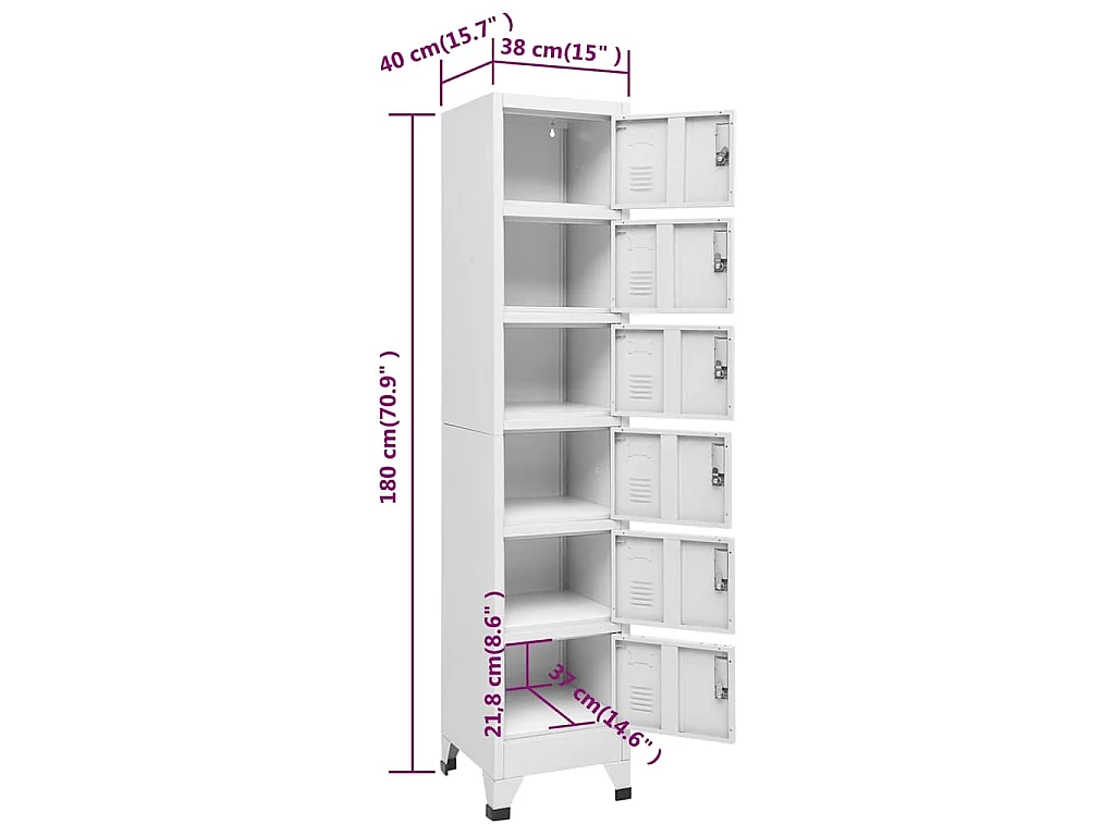 Armoire à casiers Gris clair 38x40x180 cm Acier