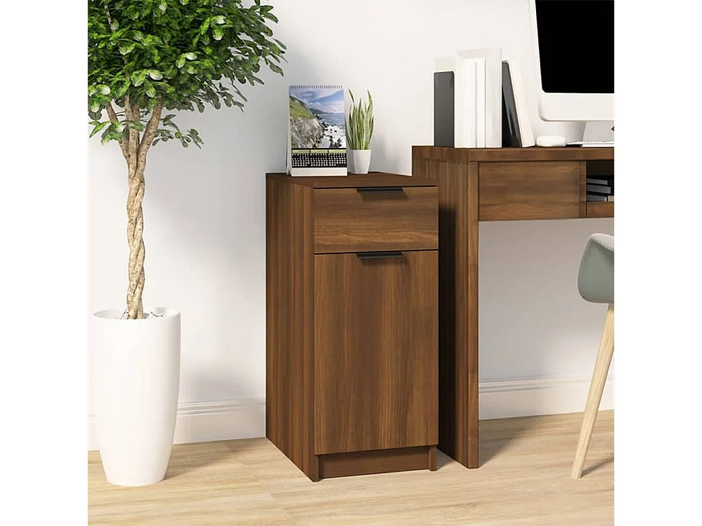 Bureaukast 33,5x50x75 cm bewerkt hout bruin eikenkleur