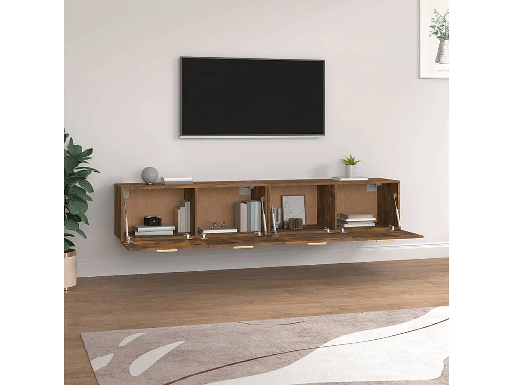 Wandschränke 2 Stk. Räuchereiche 100x36,5x35 cm Holzwerkstoff