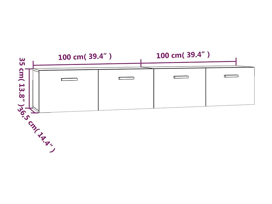 Wandschränke 2 Stk. Räuchereiche 100x36,5x35 cm Holzwerkstoff
