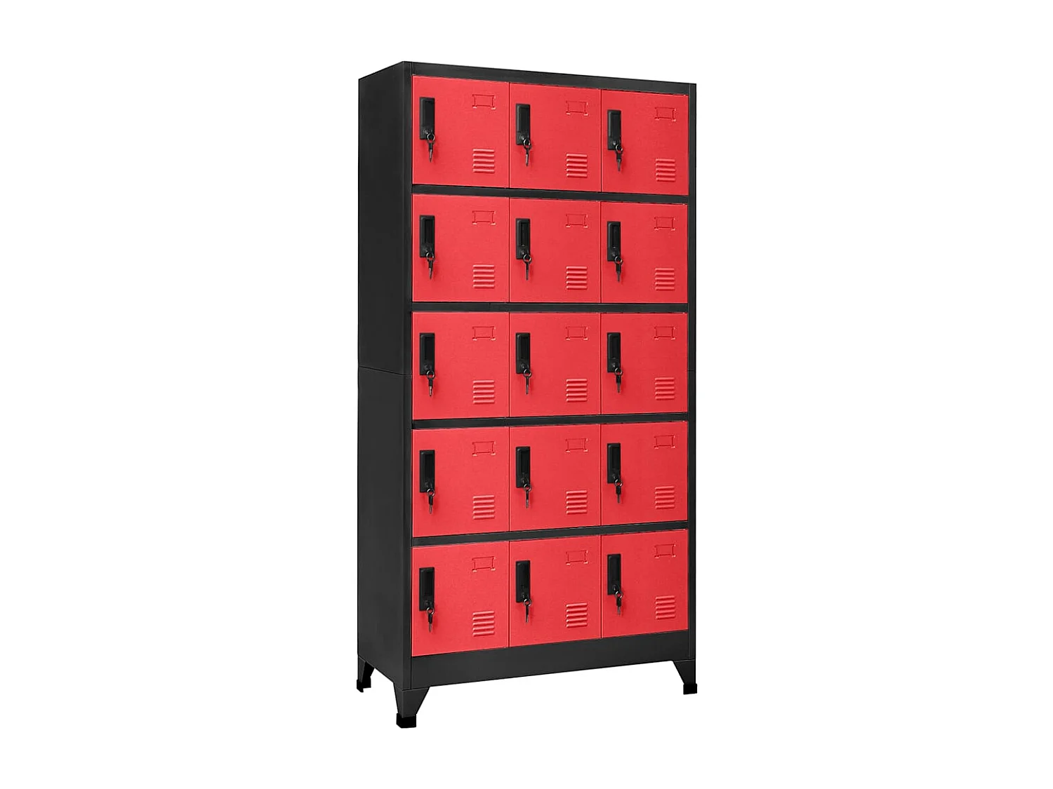Armoire à casiers Anthracite et rouge 90x40x180 cm Acier