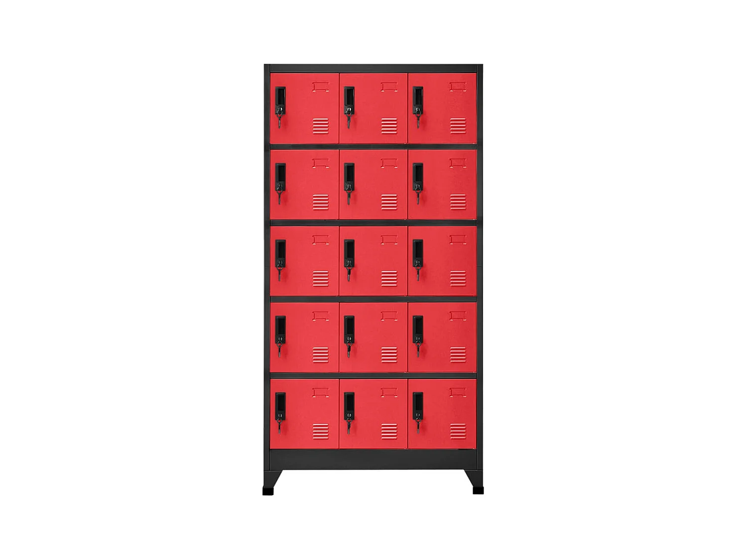 Schließfachschrank Anthrazit und Rot 90x40x180 cm Stahl