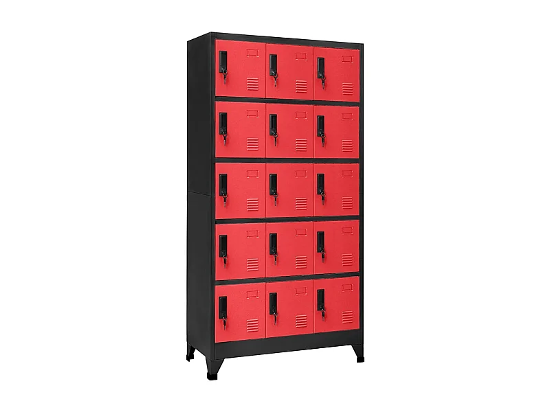 Armoire à casiers Anthracite et rouge 90x40x180 cm Acier