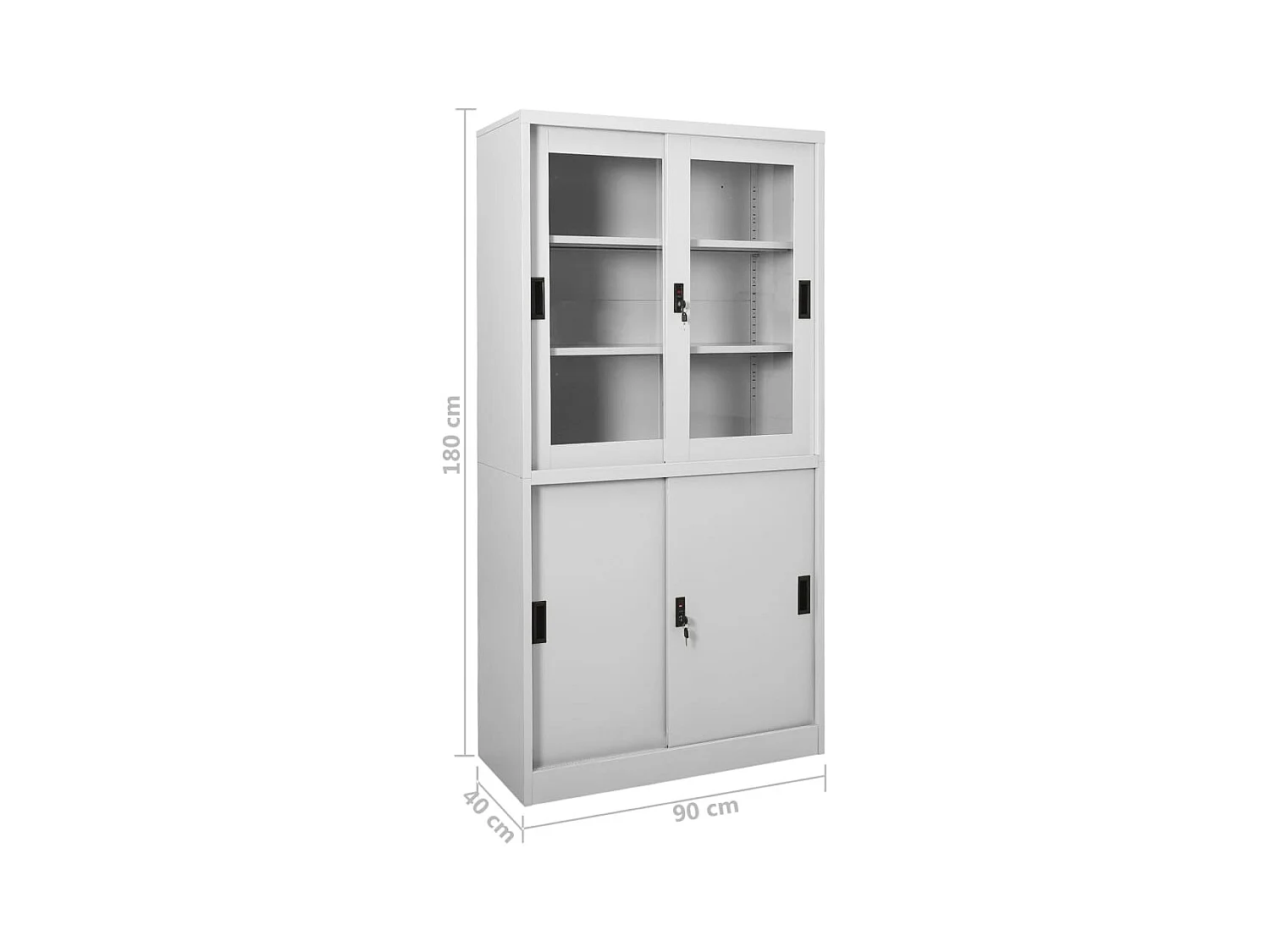 Kantoorkast met schuifdeuren 90x40x180 cm staal lichtgrijs