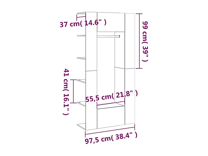 Mobili da Corridoio 2 pz Grigio Sonoma in Legno Multistrato
