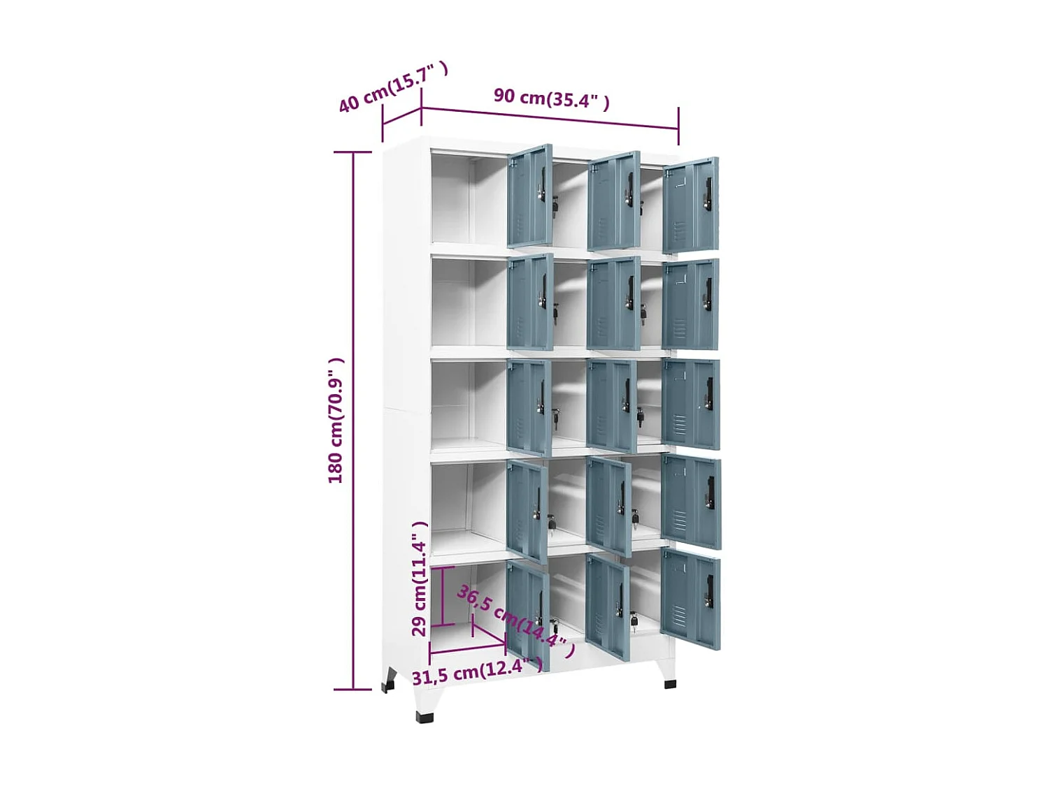 Armoire à casiers Gris clair et gris foncé 90x40x180 cm Acier