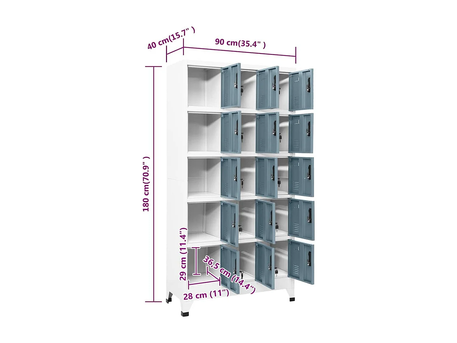 Armoire à casiers Gris clair et gris foncé 90x40x180 cm Acier