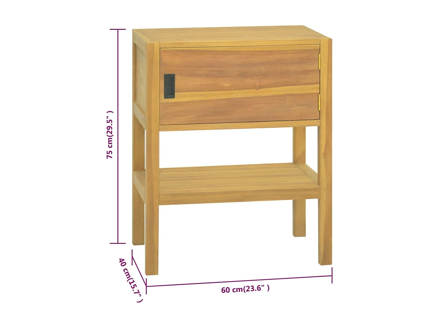 Armoire de salle de bain 60x40x75 cm Bois de teck solide