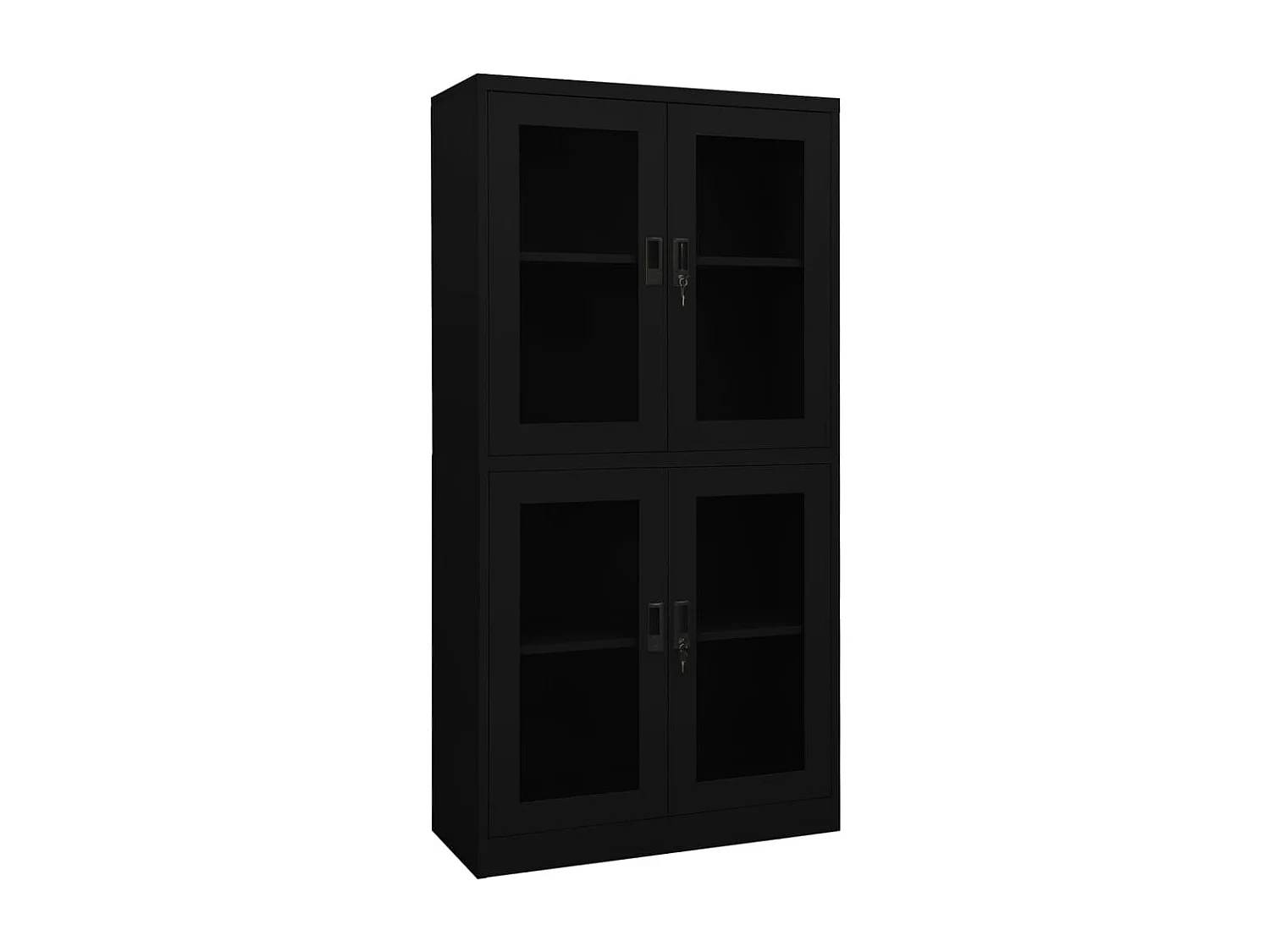 Armadio per Ufficio Nero 90x40x180 cm in Acciaio e Vetro