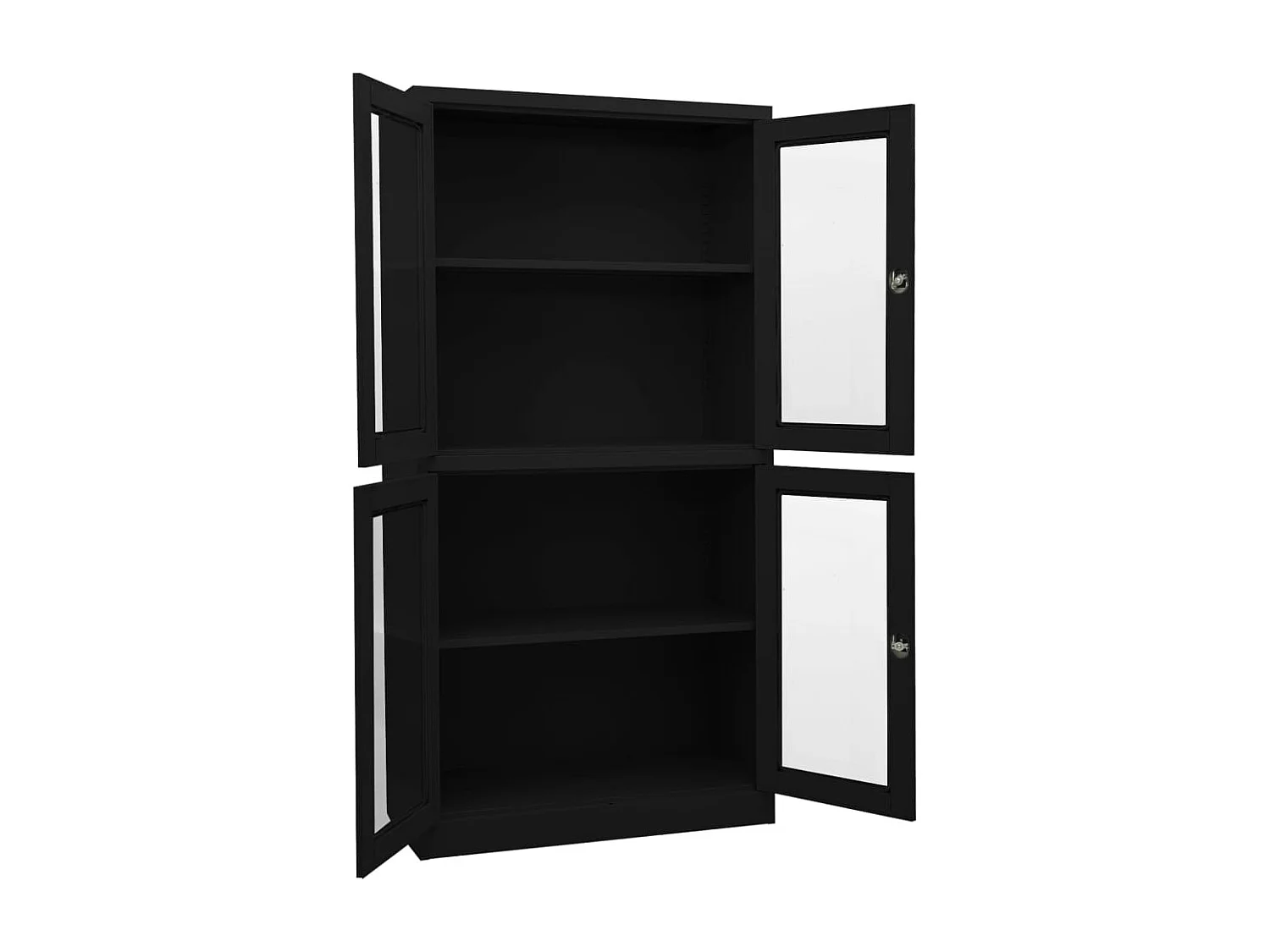 Armadio per Ufficio Nero 90x40x180 cm in Acciaio e Vetro