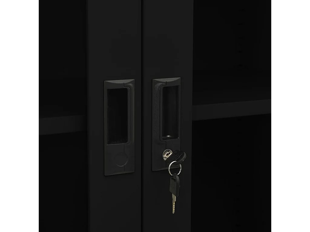 Armadio per Ufficio Nero 90x40x180 cm in Acciaio e Vetro