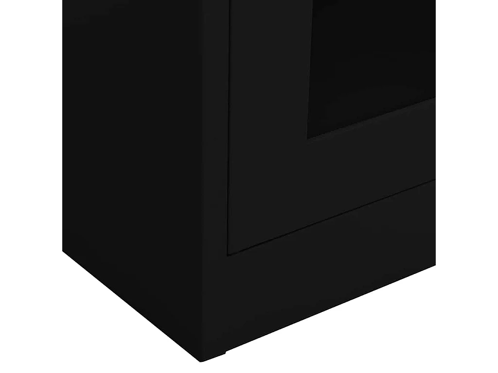 Büroschrank Schwarz 90x40x180 cm Stahl und Hartglas