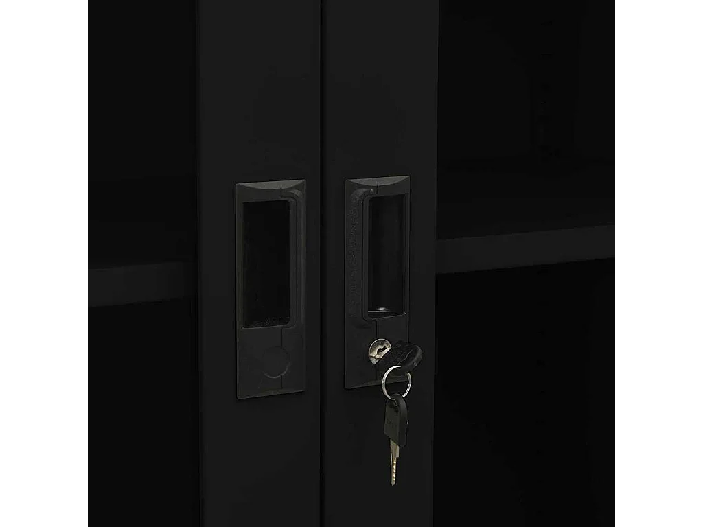 Büroschrank Schwarz 90x40x180 cm Stahl und Hartglas