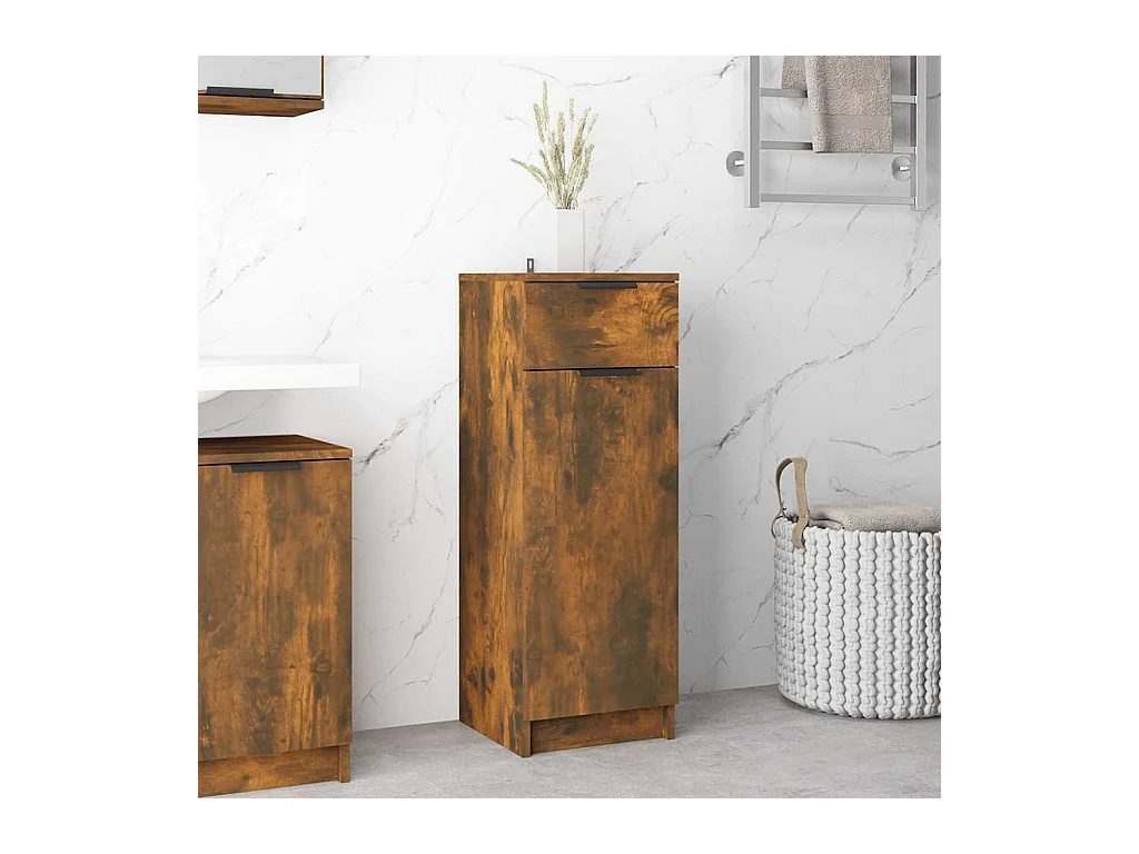 Armoire de bain Chêne fumé 32x34x90 cm Bois d'ingénierie