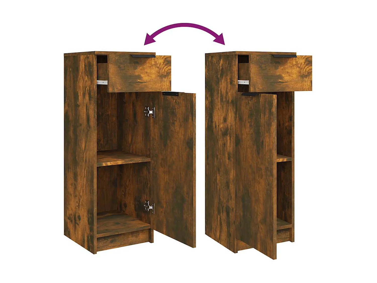 Badkamerkast 32x34x90 cm bewerkt hout gerookt eikenkleurig