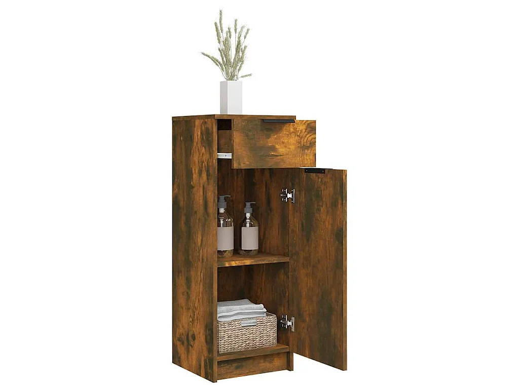 Badschrank Räuchereiche 32x34x90 cm Holzwerkstoff