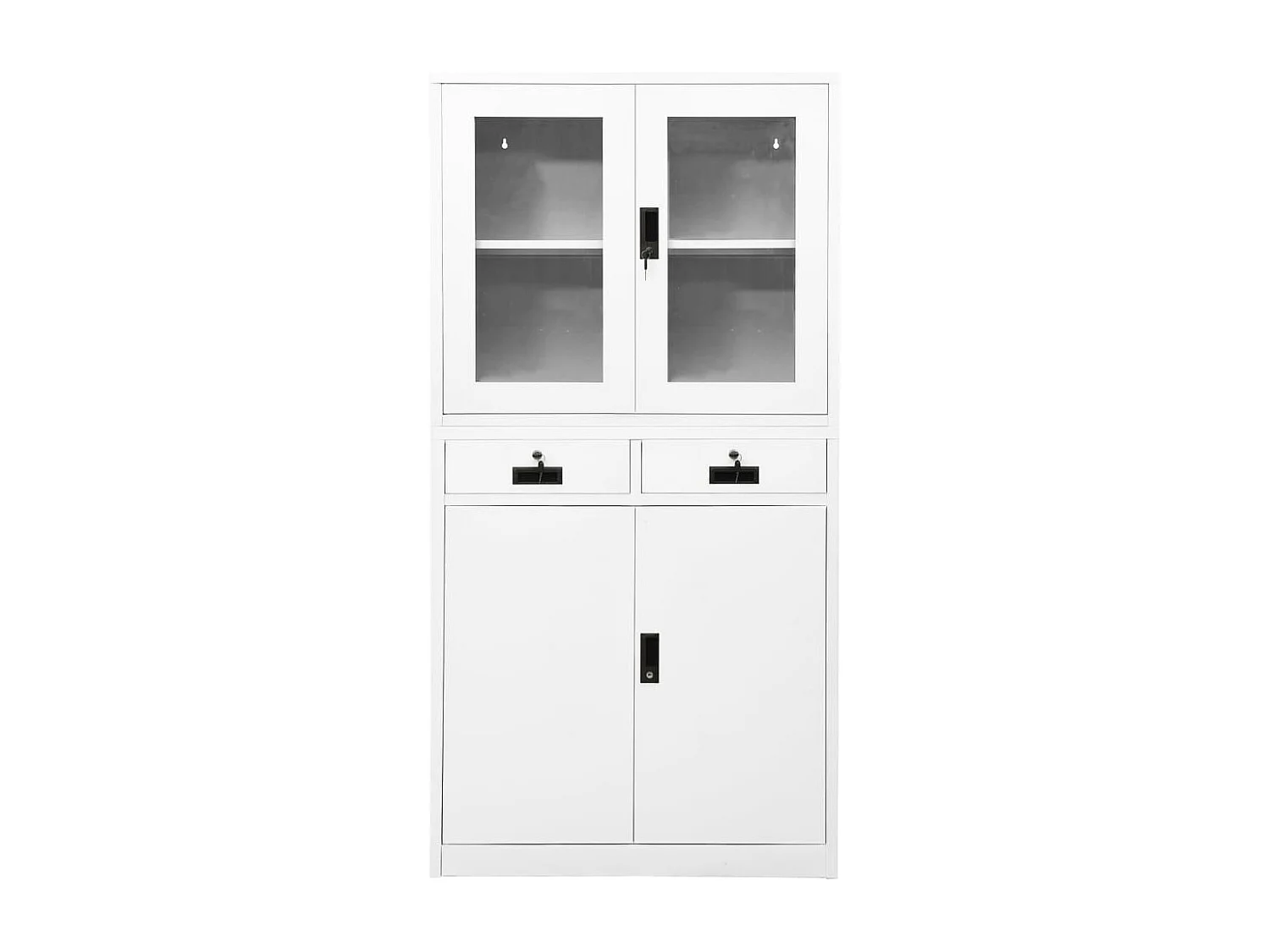 Kantoorkast 90x40x180 cm staal en gehard glas wit