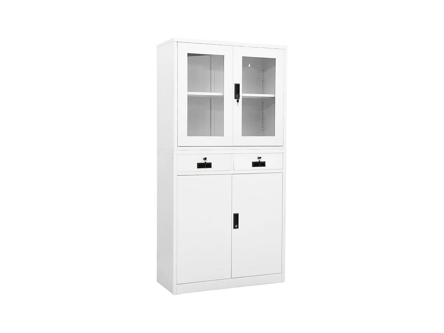 Armoire de bureau Blanc 90x40x180 cm Acier et verre trempé