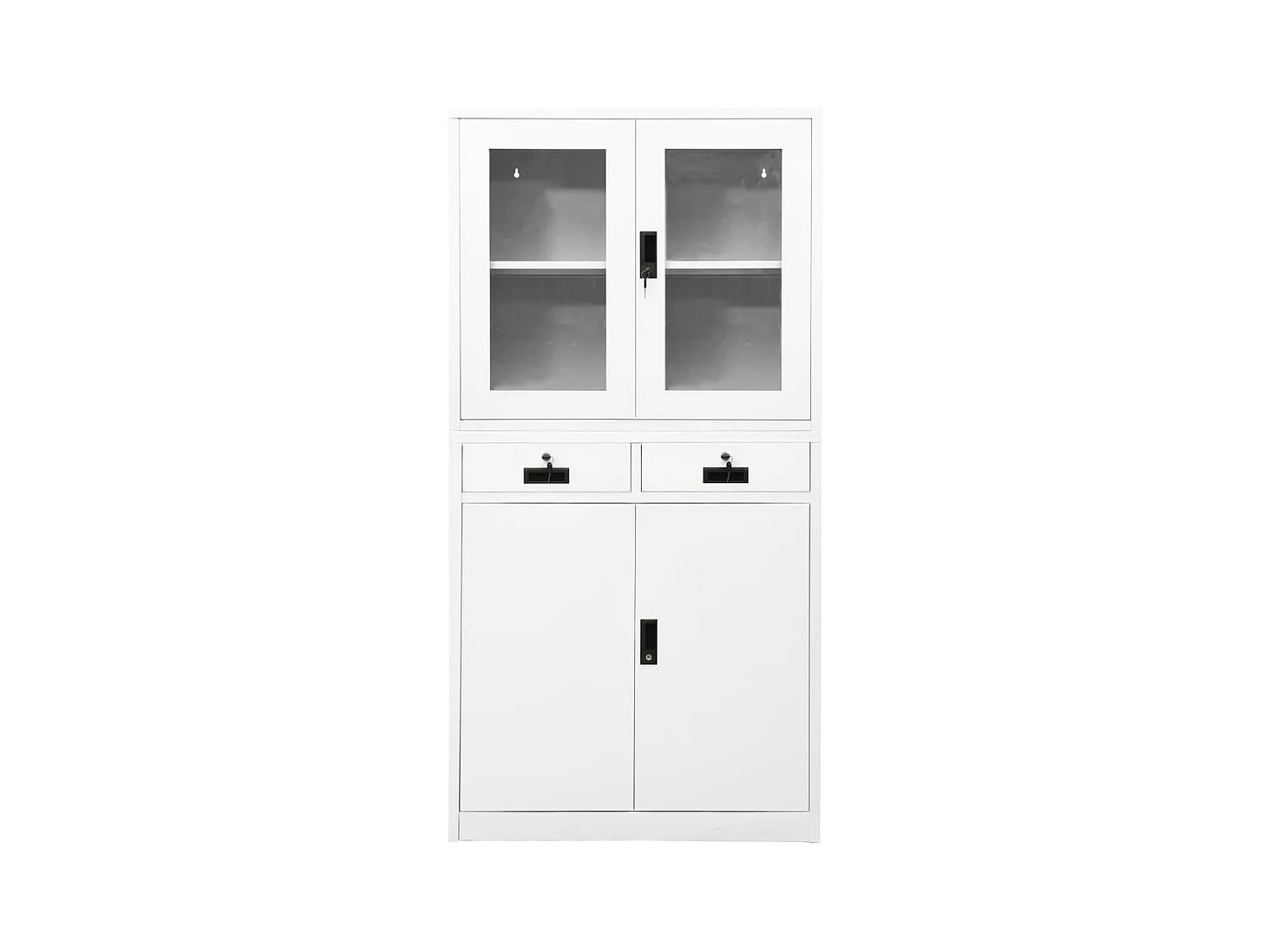 Armoire de bureau Blanc 90x40x180 cm Acier et verre trempé