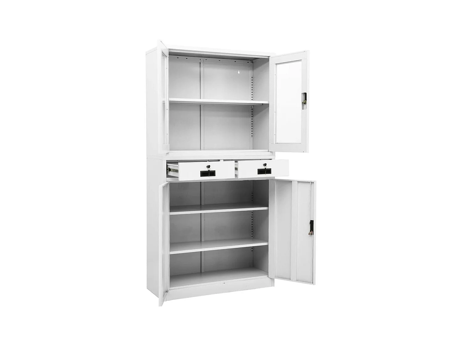 Armoire de bureau Blanc 90x40x180 cm Acier et verre trempé