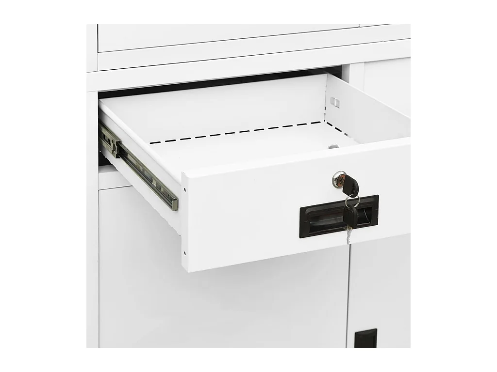Armoire de bureau Blanc 90x40x180 cm Acier et verre trempé