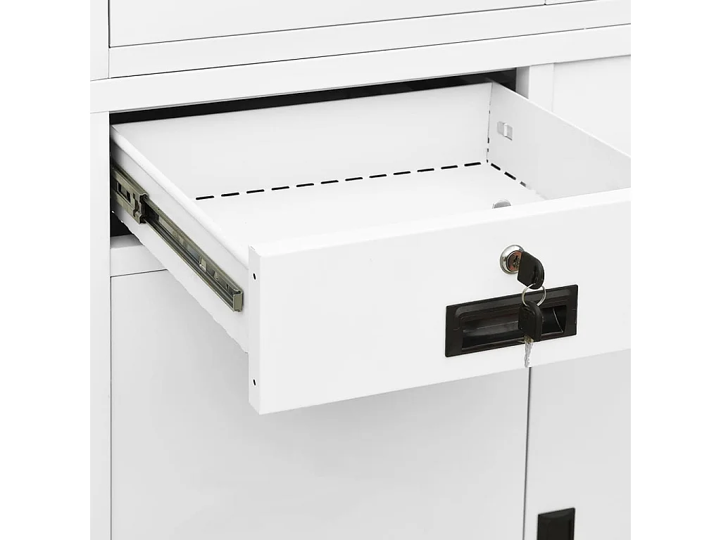 Armoire de bureau Blanc 90x40x180 cm Acier et verre trempé