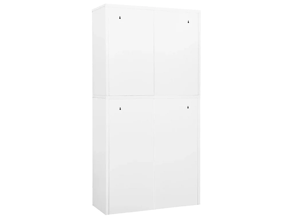 Armoire de bureau Blanc 90x40x180 cm Acier et verre trempé
