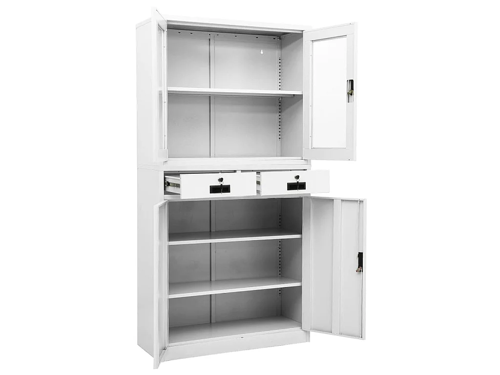 Armoire de bureau Blanc 90x40x180 cm Acier et verre trempé