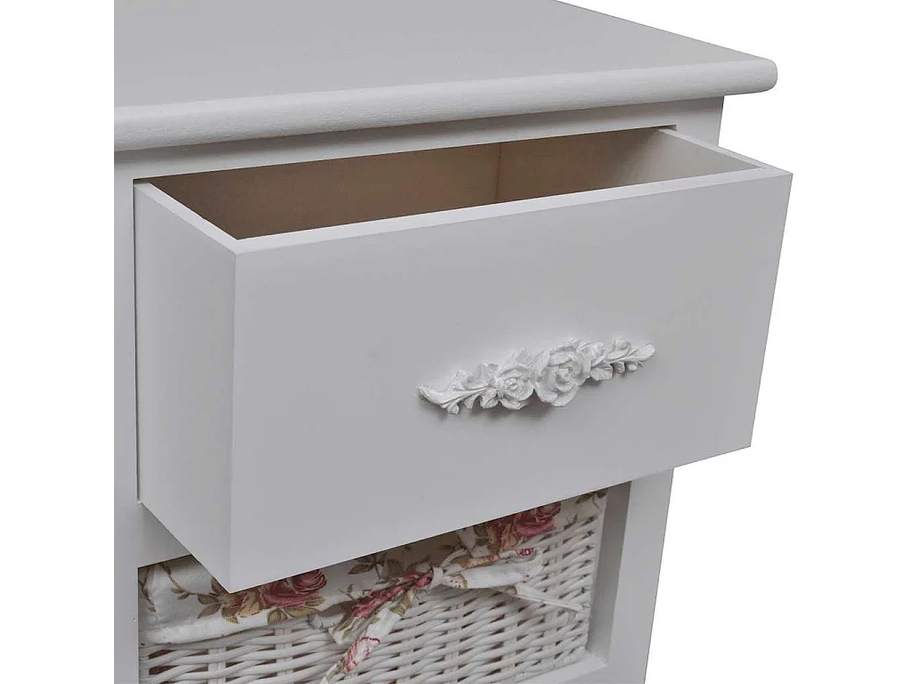 Armoire avec 1 tiroir et 3 paniers Blanc Bois de Paulownia