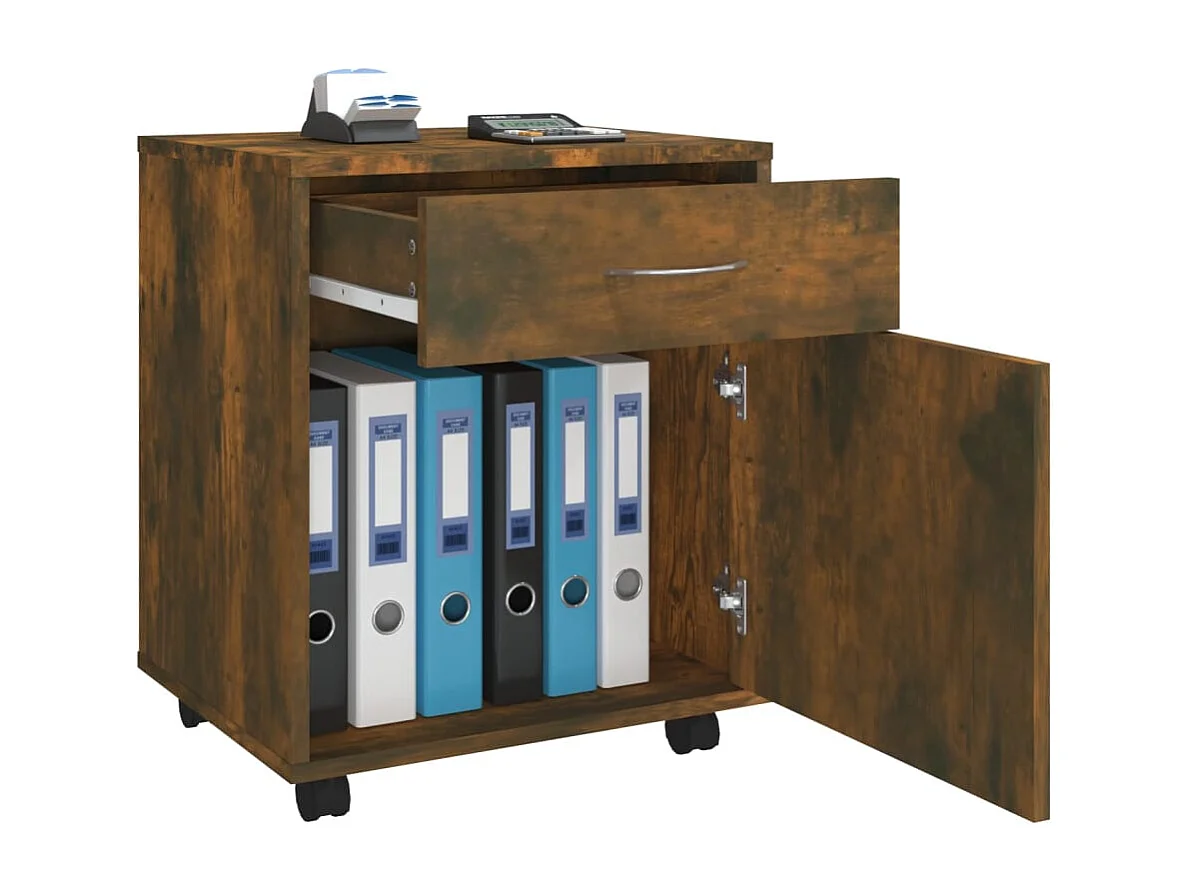 Armario ruedas madera contrachapada roble ahumado 45x38x54 cm