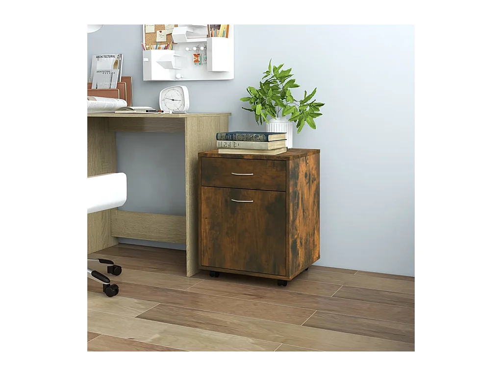 Armoire roulante Chêne fumé 45x38x54 cm Bois d'ingénierie