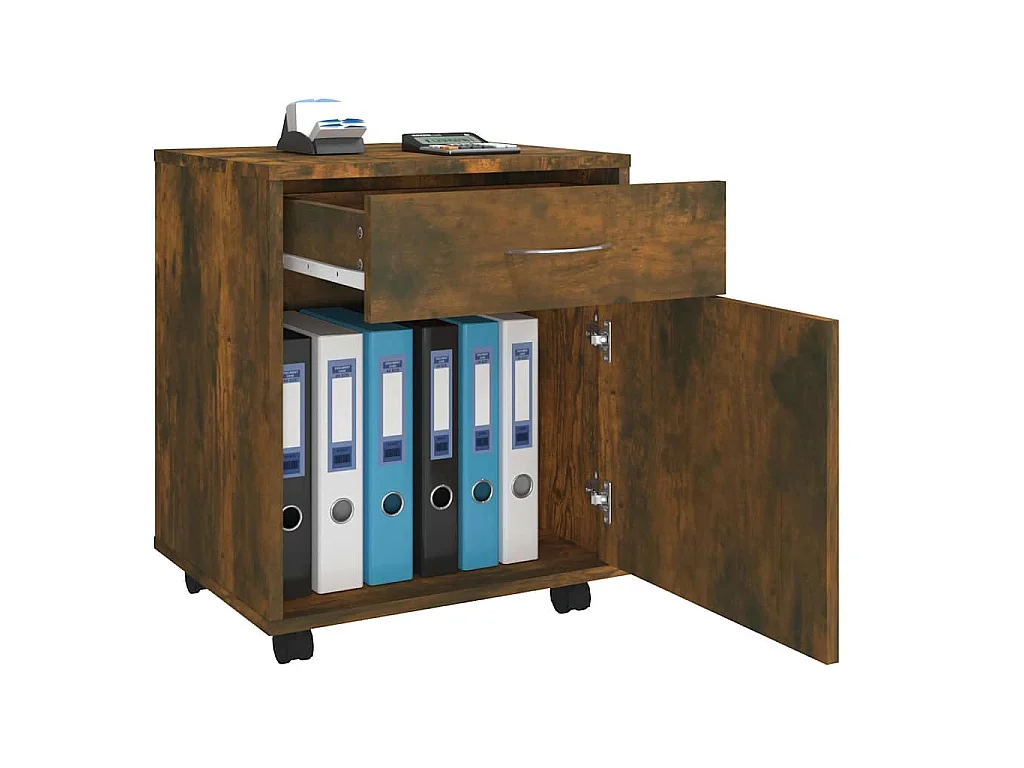 Armoire roulante Chêne fumé 45x38x54 cm Bois d'ingénierie
