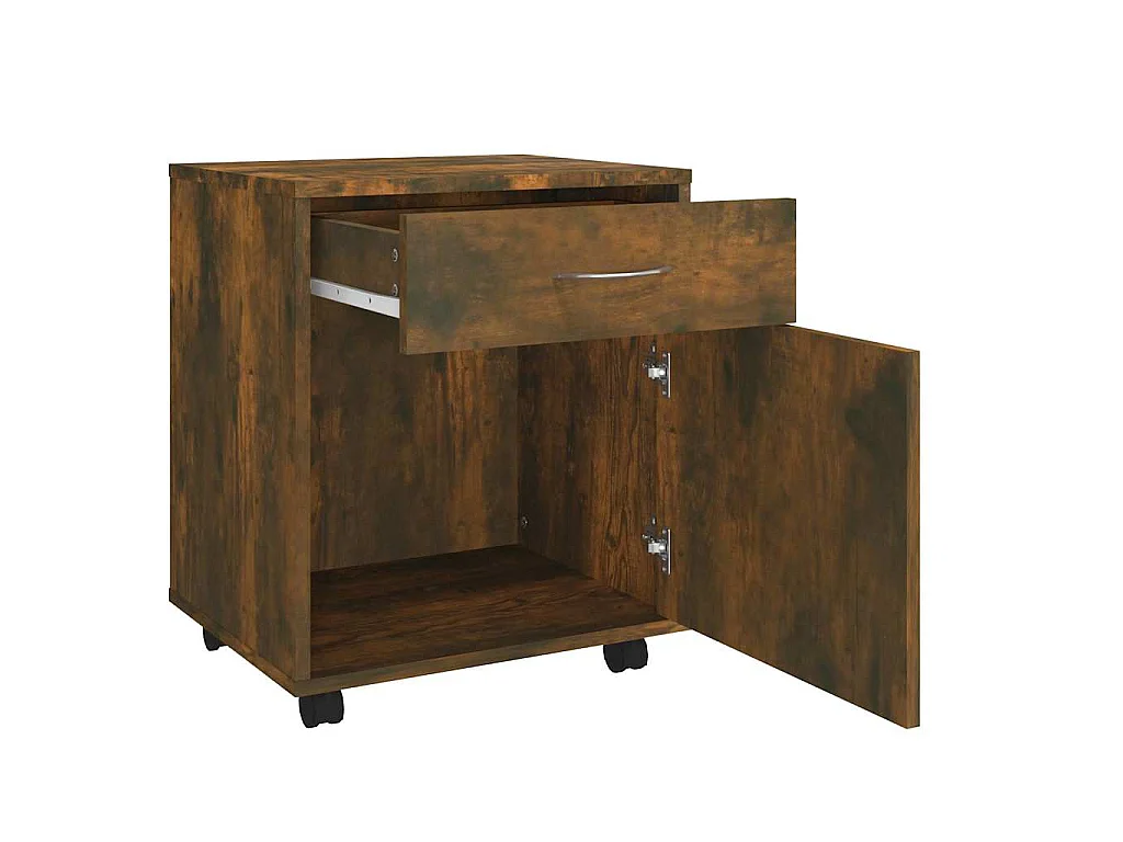 Armoire roulante Chêne fumé 45x38x54 cm Bois d'ingénierie