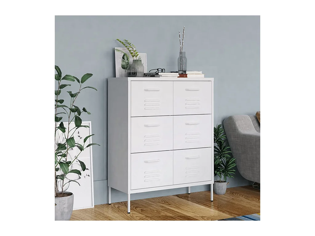 Armoire à tiroirs Blanc 80x35x101,5 cm Acier