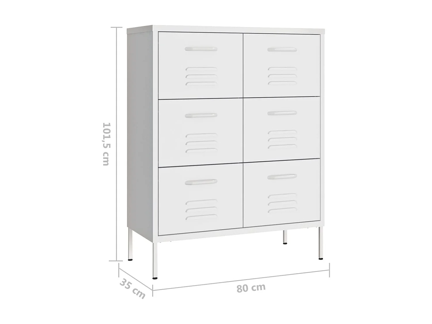 Schubladenschrank Weiß 80x35x101,5 cm Stahl