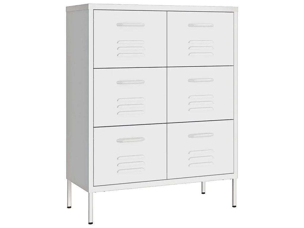 Ladekast 80x35x101,5 cm staal wit