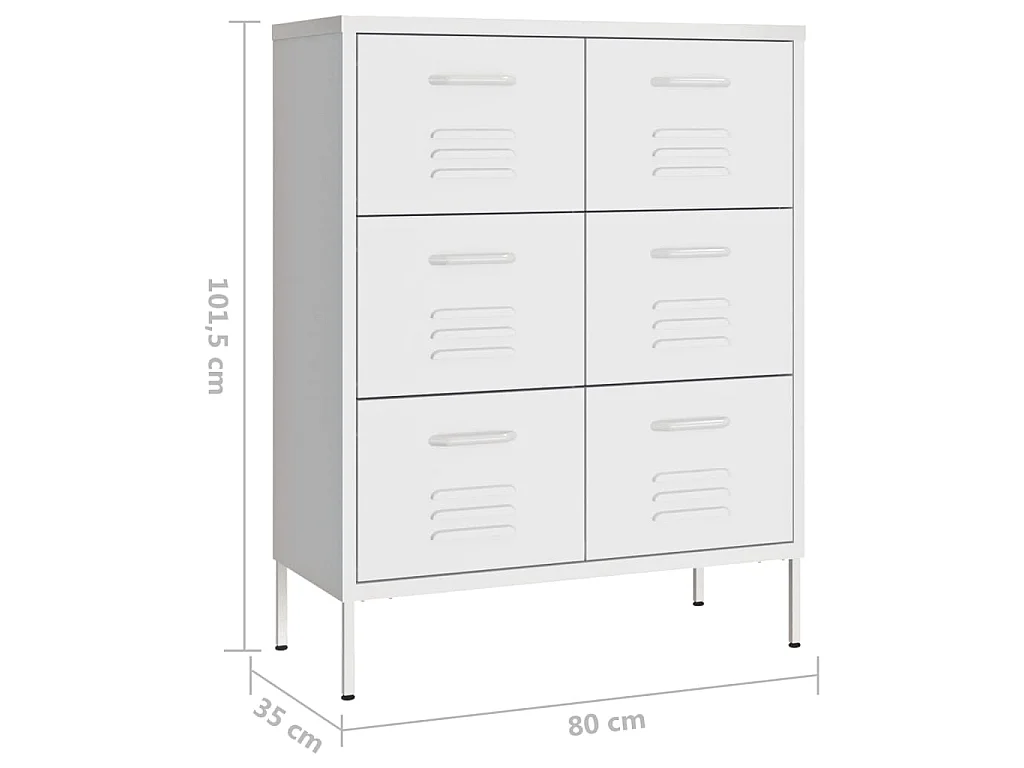 Armoire à tiroirs Blanc 80x35x101,5 cm Acier