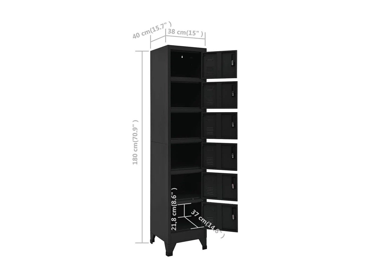 Armoire à casiers Noir 38x40x180 cm Acier