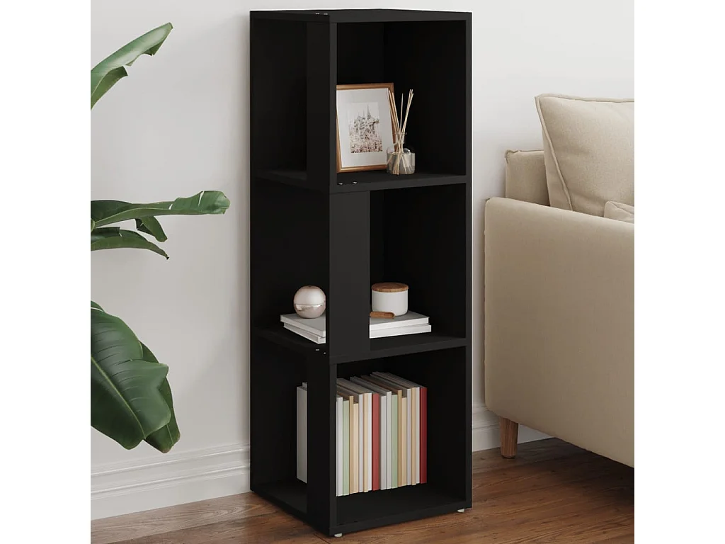 Hoekkast 33x33x100 cm bewerkt hout zwart