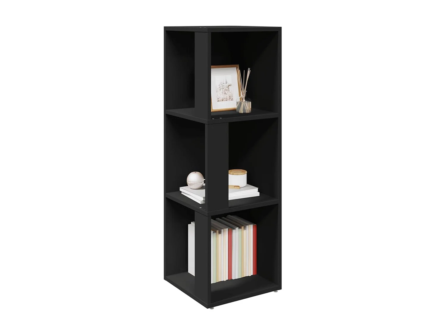 Hoekkast 33x33x100 cm bewerkt hout zwart