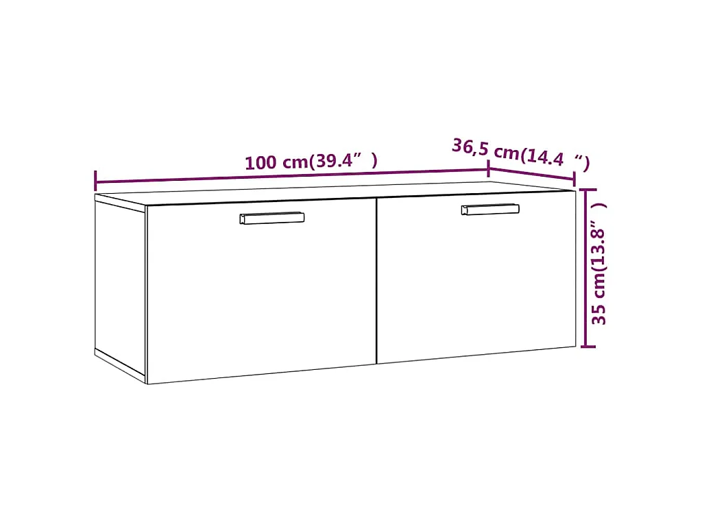 Armoire murale Gris béton 100x36,5x35 cm Bois d'ingénierie