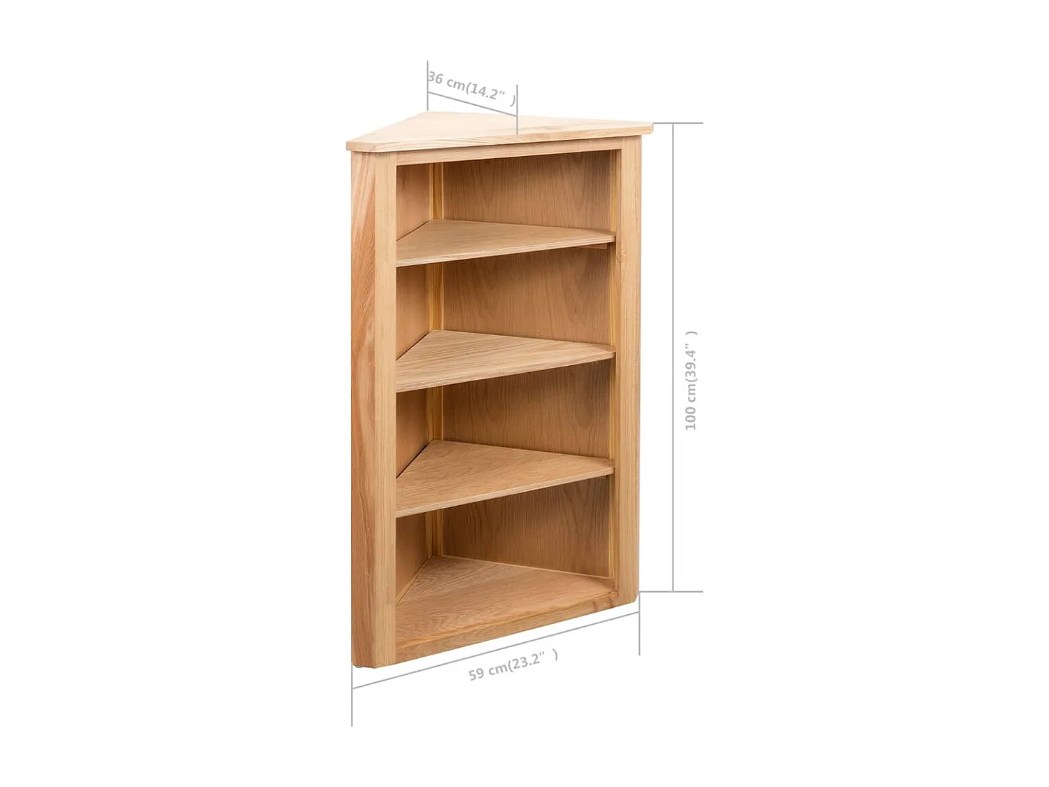 Hoekkast 59x36x100 cm massief eikenhout