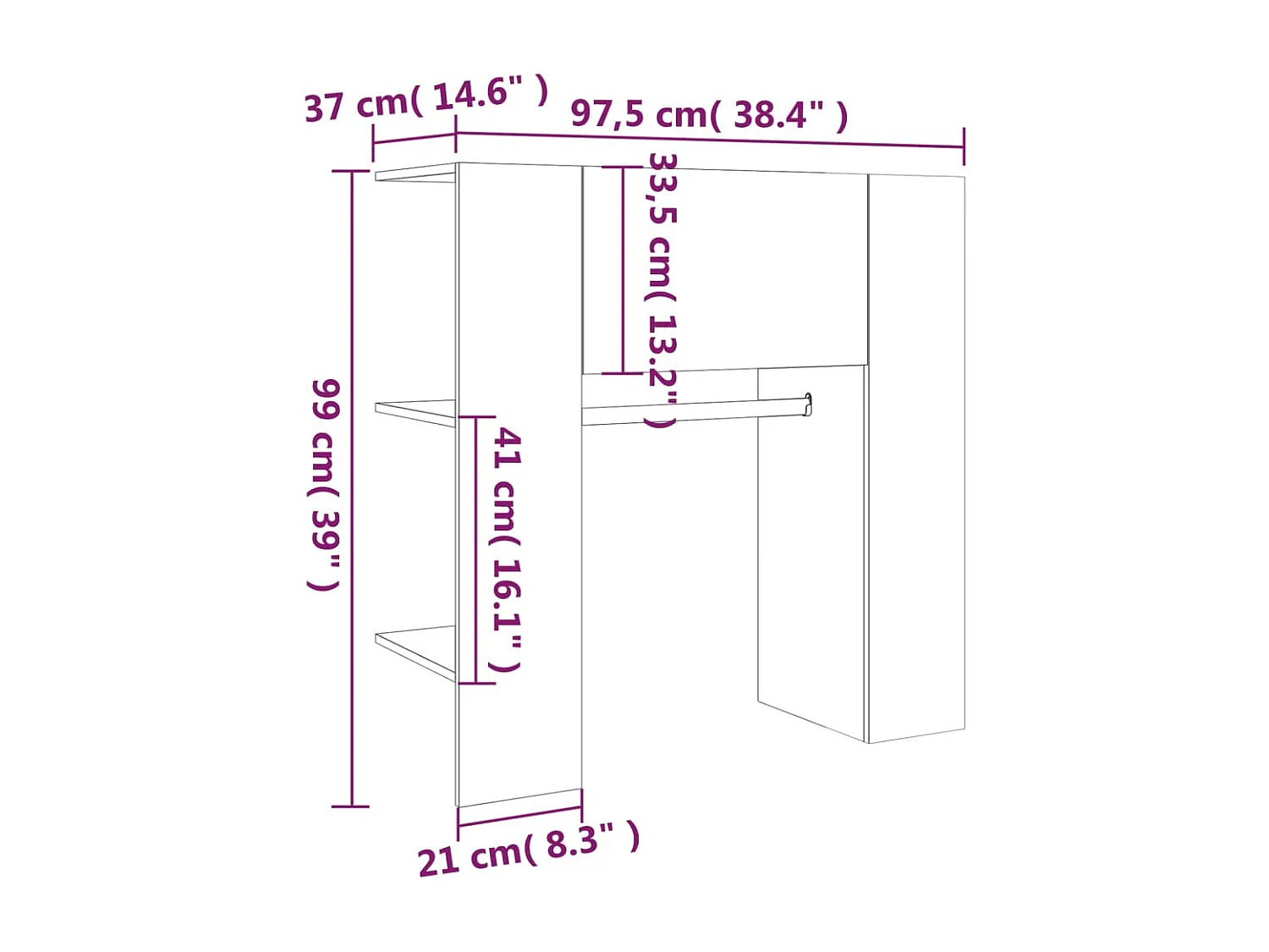 Armoire de couloir Gris béton 97,5x37x99 cm Bois d'ingénierie
