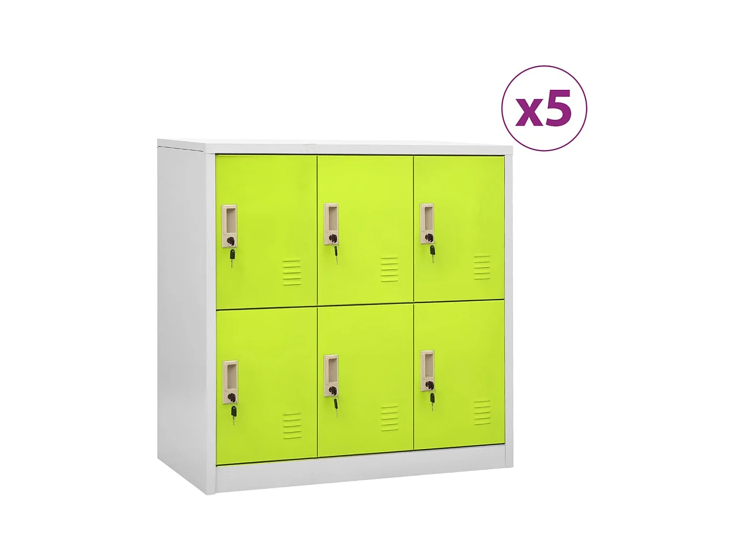 Armadietti Chiavi 5pz Grigio Chiaro Verde 90x45x92,5cm Acciaio