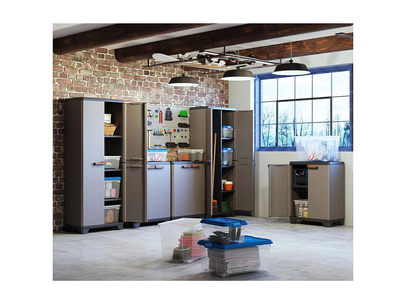 Armoire de rangement avec étagères Stilo Gris et noir 173 cm