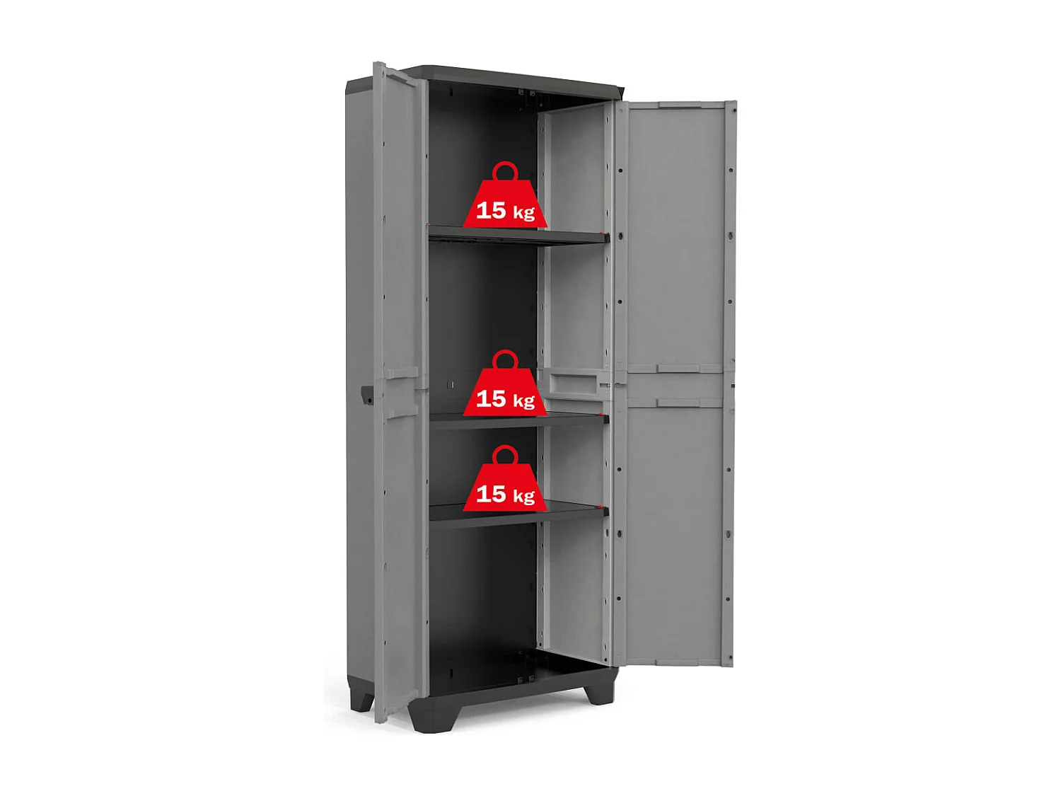 Armoire de rangement avec étagères Stilo Gris et noir 173 cm