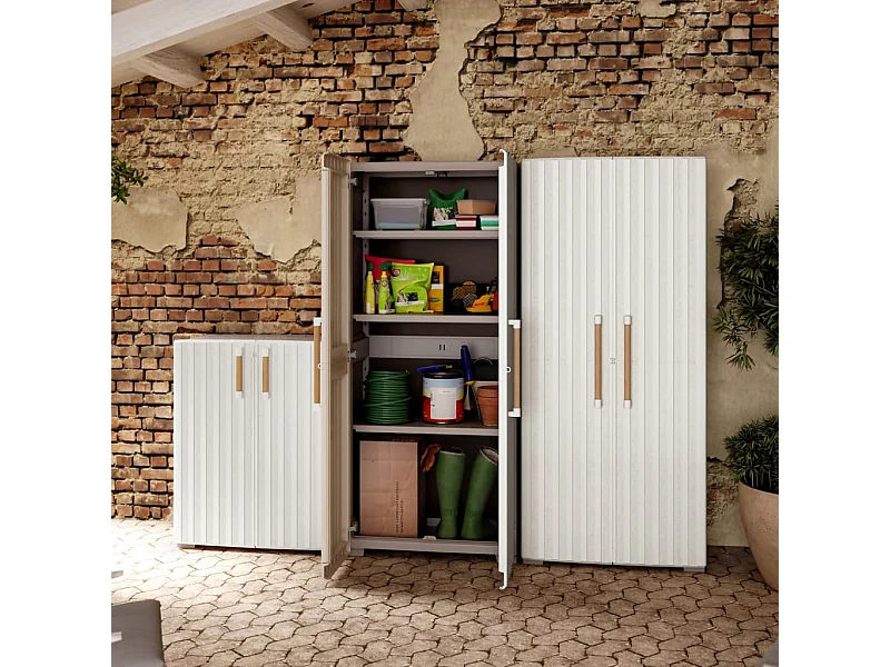 Keter Aufbewahrungsschrank mit Einlegeböden Groove Beige Sandfarben