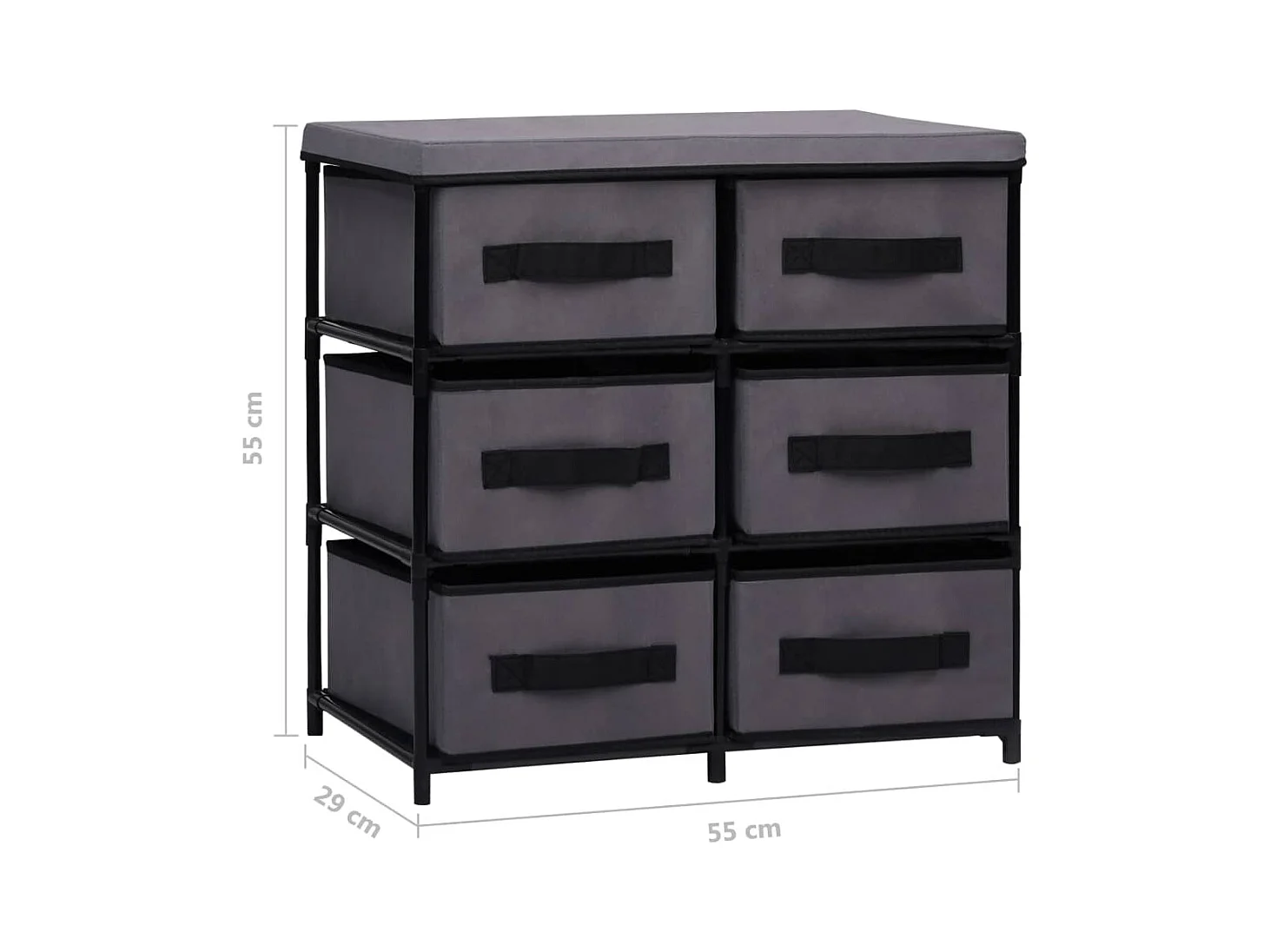 Schrank mit 6 Schubladen 55×29×55 cm Grau Stahl